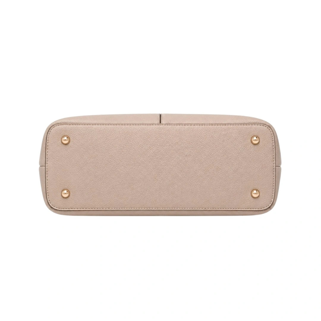 Baglio Elegant Beige Leather Shoulder Handbag with Adjustable Strap for Women