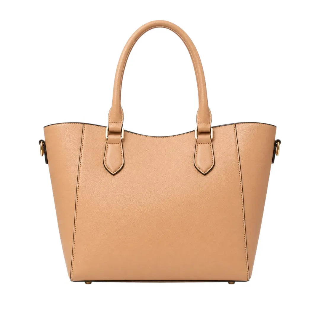 Baglio Elegant Tan Leather Tote Handbag Medium Size Women