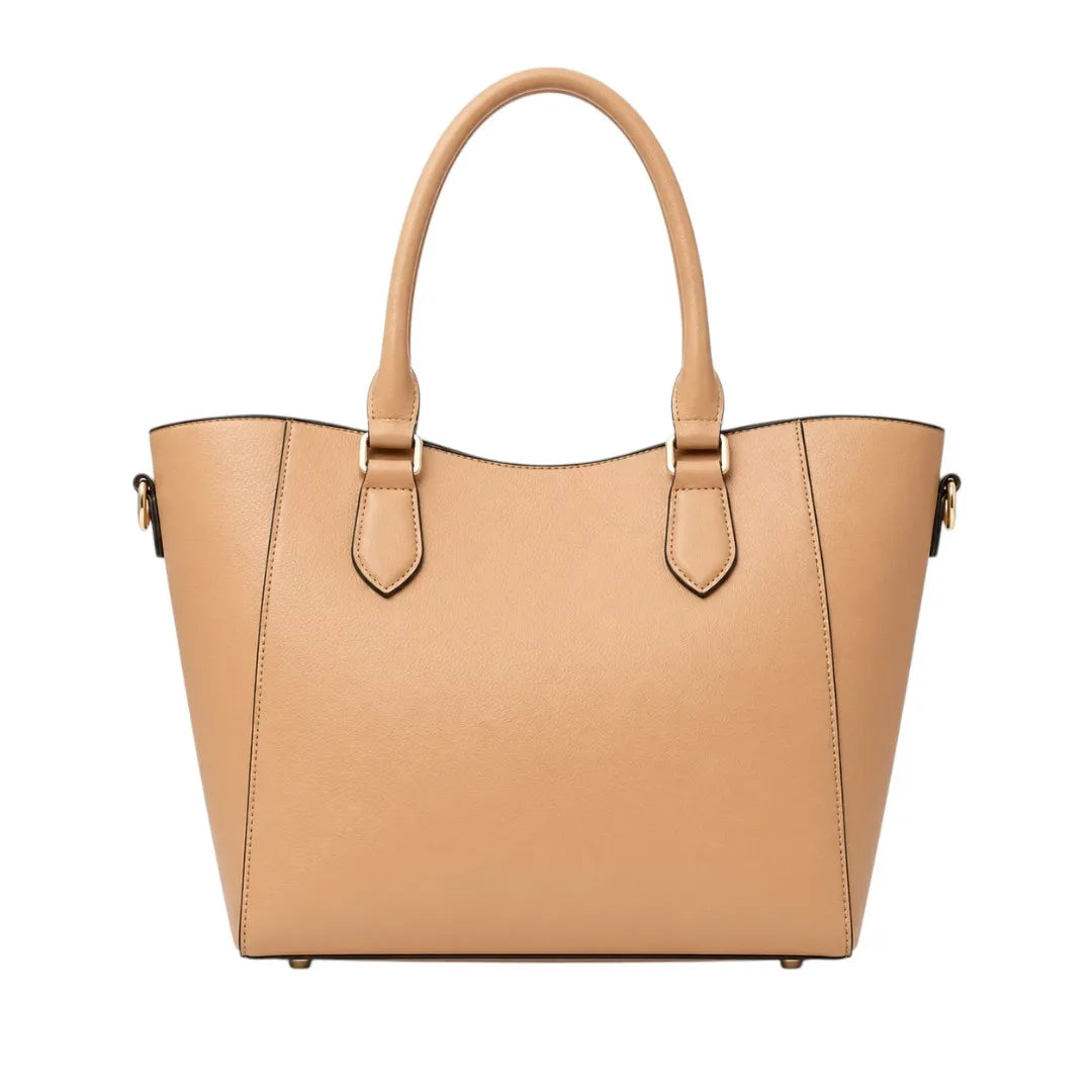 Baglio Elegant Tan Leather Tote Handbag Medium Size Women