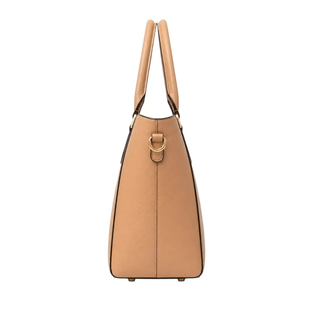 Baglio Elegant Tan Leather Tote Handbag Medium Size Women