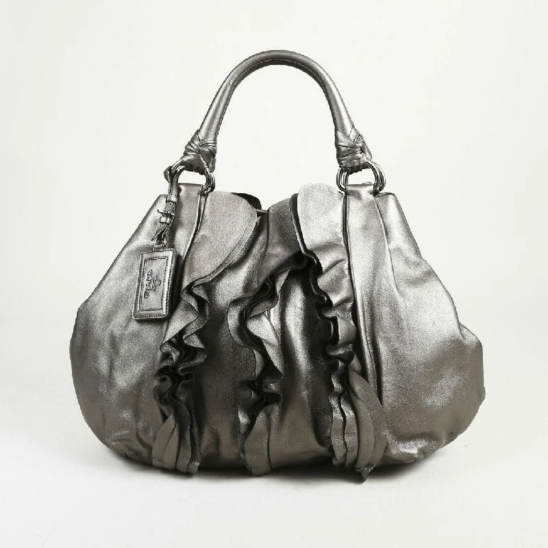 Prada Cahier bags with a monogram - embossed leather surfacePrada Nappa Ruffle Tote Bag