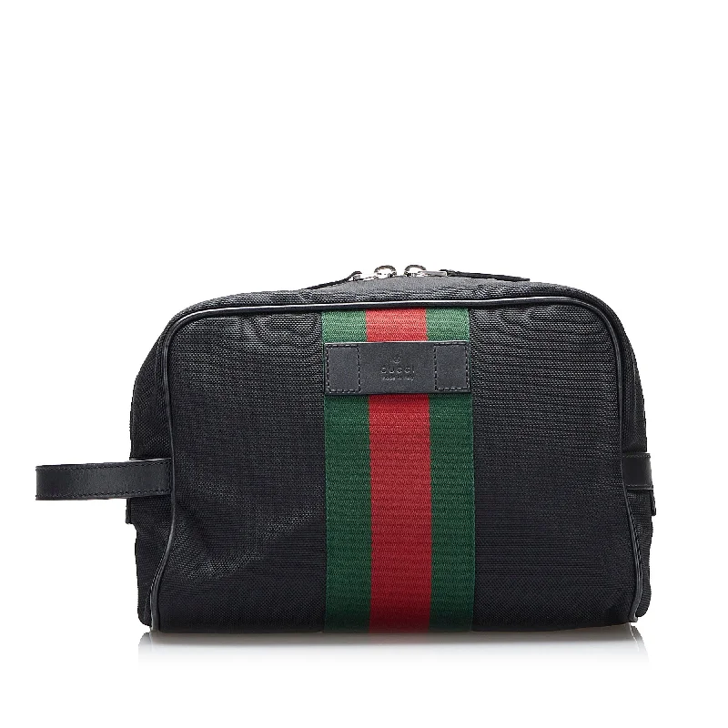 Black Gucci Techno Web Canvas Clutch