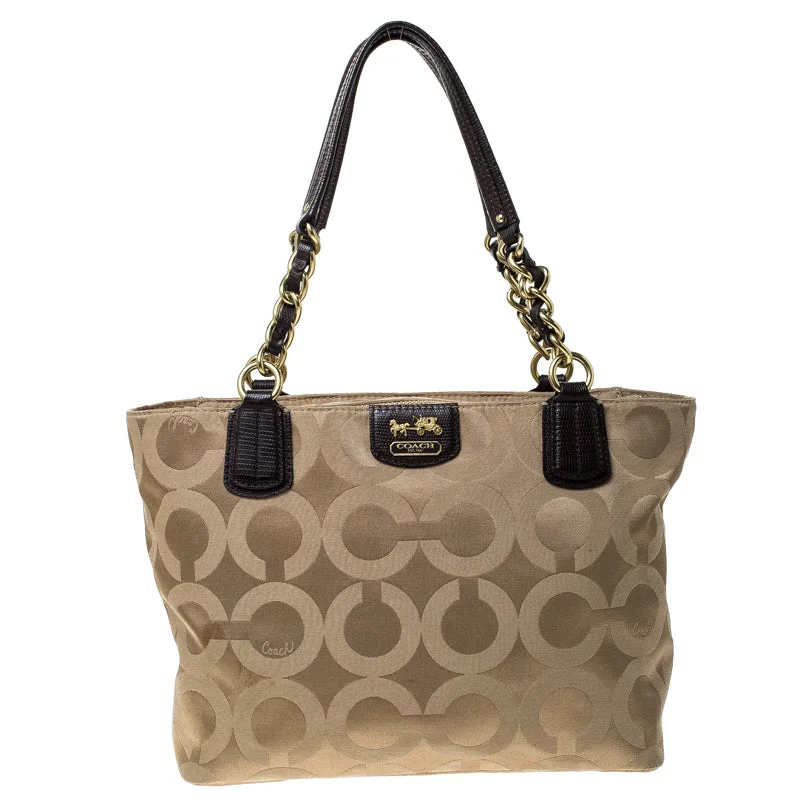 Designer bags for womenBeige/Brown Fabric Madison Op Art Tote