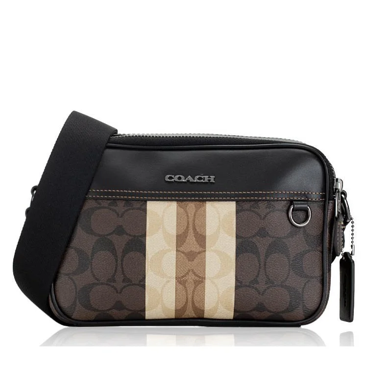 Crossbody bags for everyday useCoach C9965 Graham Crossbody In Blocked Signature Canvas With Varsity Stripe Mahogany Multi