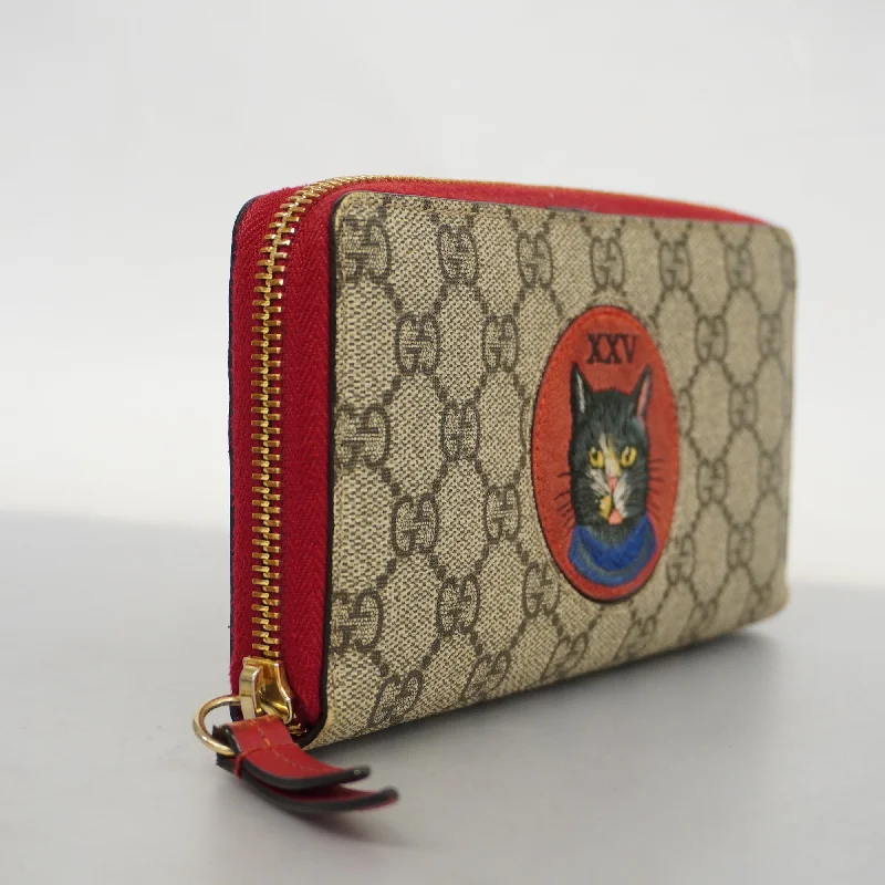 Women Gucci Sylvie bags with a leather - wrapped handleWomen Gucci Sylvie bags with a leather - wrapped handleGUCCI  Mystic Cat 499382 Gold Hardware Women's GG Supreme,Leather Wallet