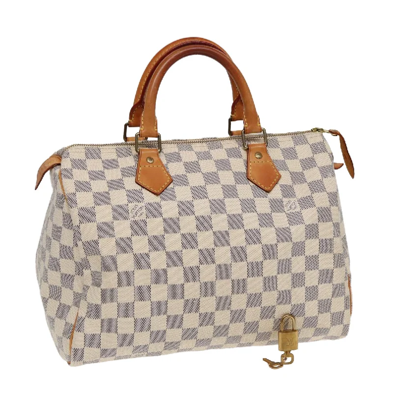 Louis Vuitton handbags with a back - zip pocket for storing valuablesLOUIS VUITTON Damier Azur Speedy 30 Hand Bag N41533 LV Auth ep5280