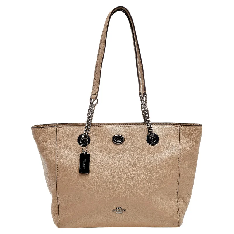 Luxury bags with exotic skinsGrey Leather TurnLock Tote