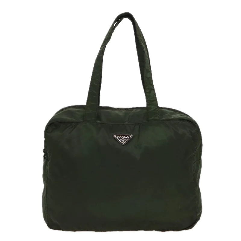 Prada tote bags with a double - handle and shoulder - strap option for easy usePRADA Tessuto Tote