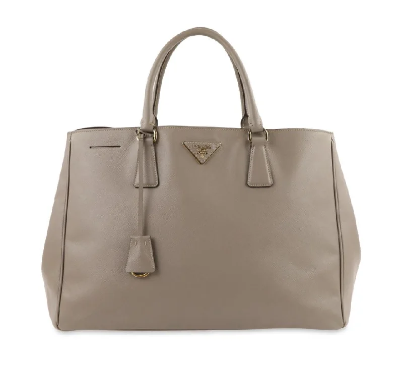 Prada bags with a back - zip pocket for storing valuables securelyPrada Lux Large Grey Saffiano Leather Tote