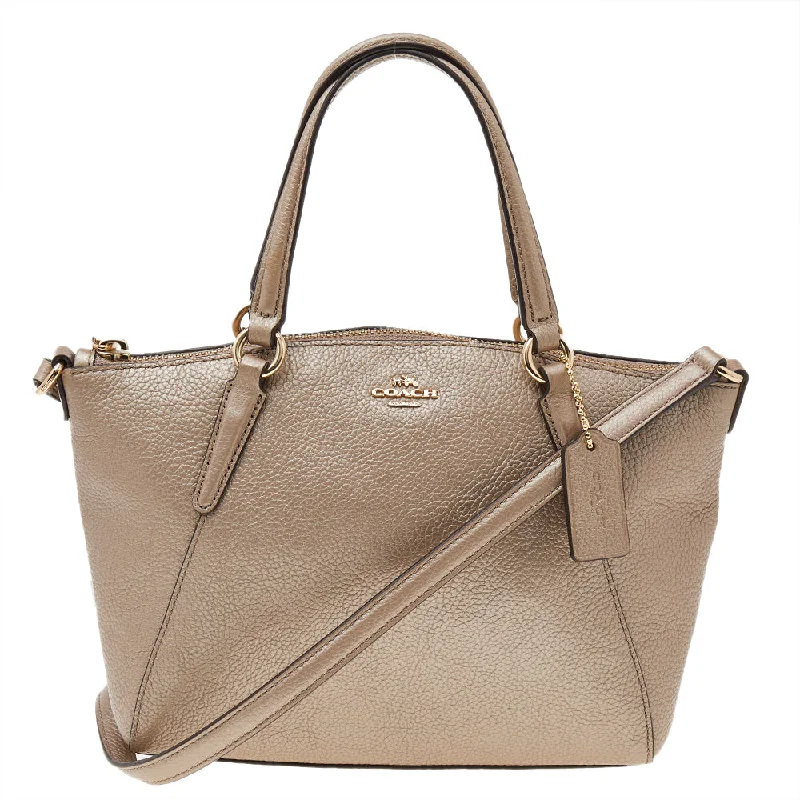 Trendy bucket bags for summerMetallic Beige Leather Small Tote