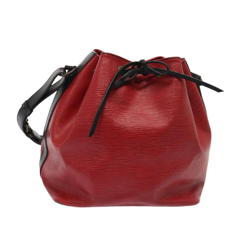 Ladies Louis Vuitton shoulder bags with a single - handle silhouetteLOUIS VUITTON Epi Petit Noe Shoulder Bag By color Black Red M44172 LV Auth 87928