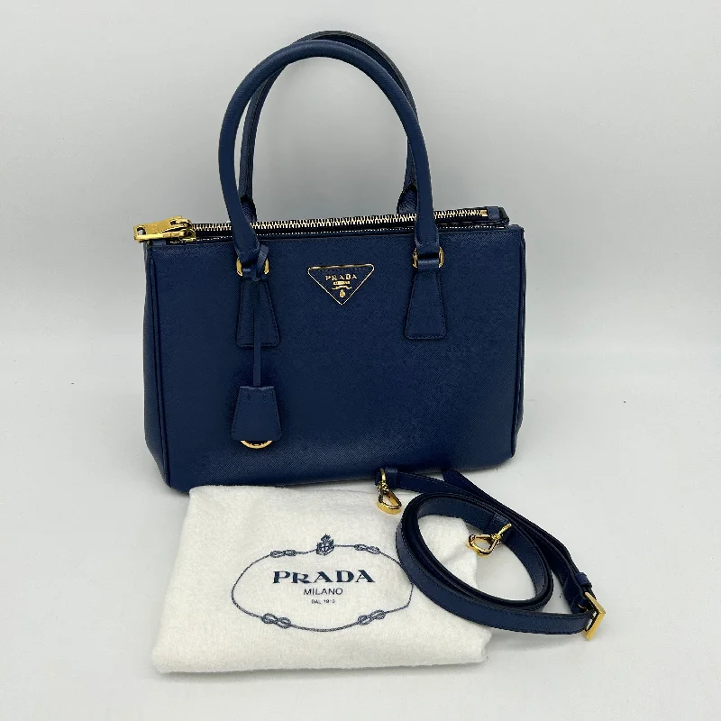 Prada bags with a zip - top closure and multiple interior pockets for organizationPrada Large Galleria Blue Saffiano Leather Bag