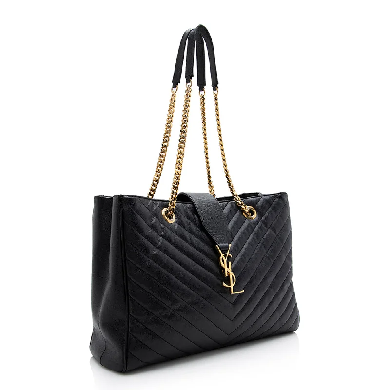 Yves Saint Laurent bags with bold metallic accentsSaint Laurent Matelasse Leather Monogram Chain Bo Cassandre Tote - FINAL SALE 21639