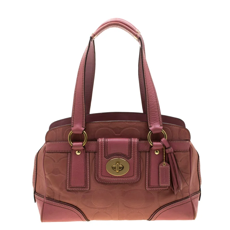 Luxury bags with chain strapsPink Leather Pocket Turnlock Satchel