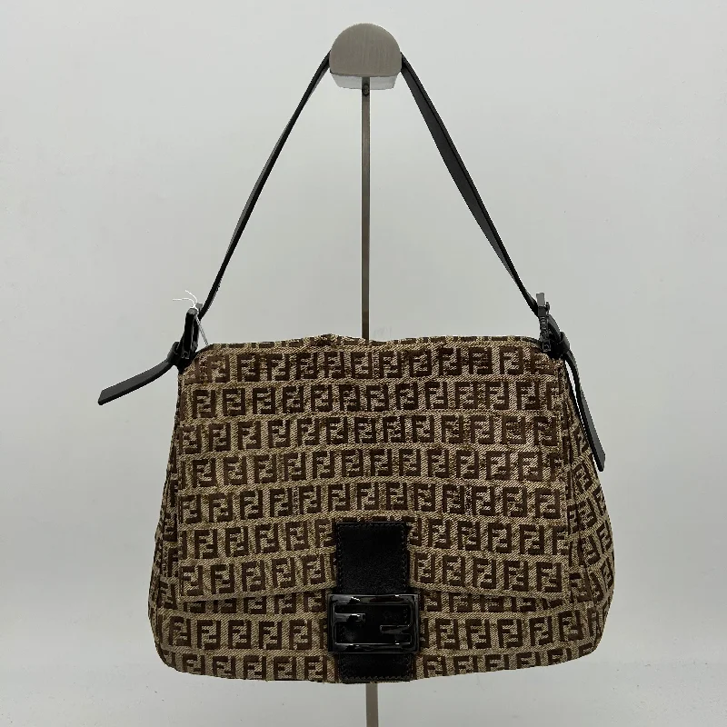 Ladies Goyard Saint Louis tote bags with a hand - carved leather detail for a unique and artisanal touchFendi Brown Canvas Shoulder Bag Medium