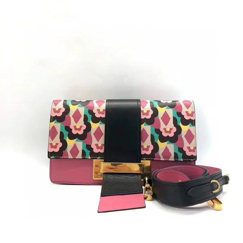 Prada handbags with a beaded trim for a touch of glamour and elegancePrada Ribbon Multicolor Leather Shoulder Bag Medium