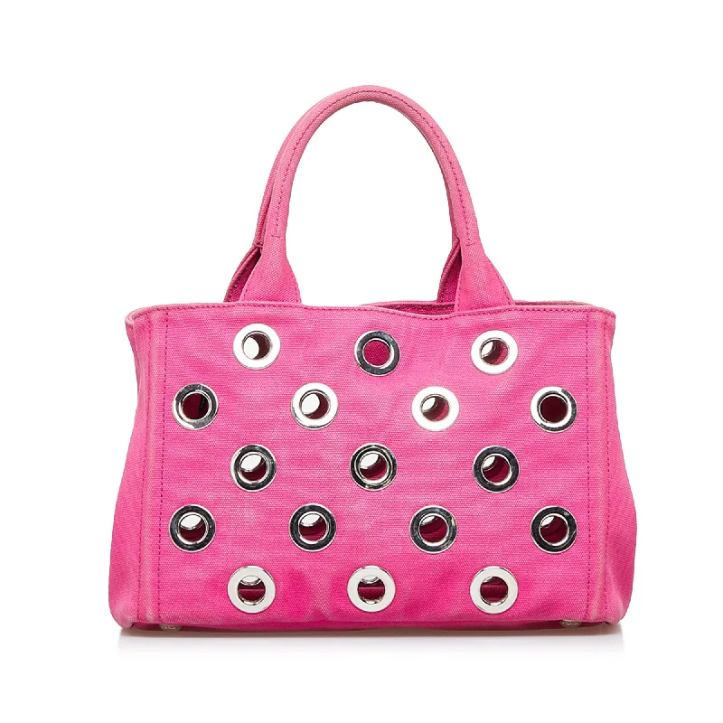 Pink Prada Canapa Grommet Satchel