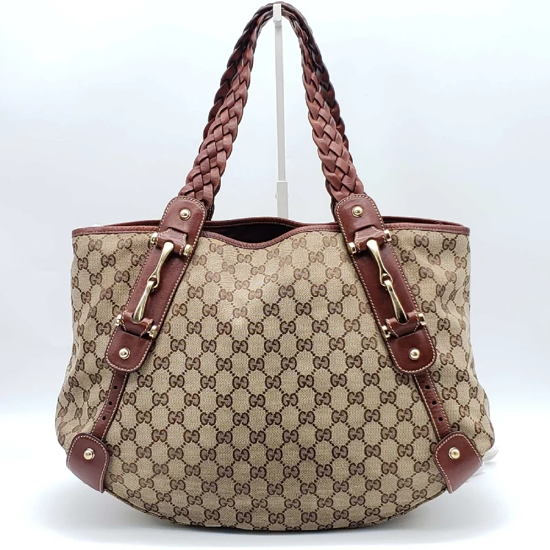 Women Gucci bags with a front - flap pocket for quick - access itemsWomen Gucci bags with a front - flap pocket for quick - access itemsGucci Leather and Canvas Brown Shoulder Bag