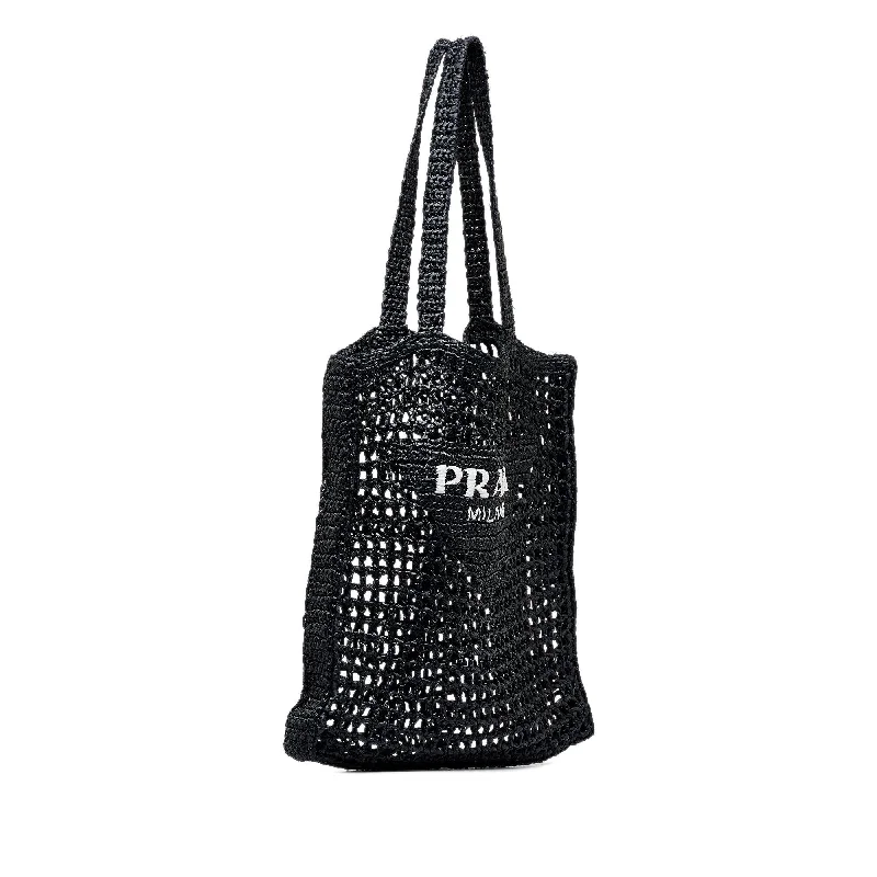 Prada bags with a zip - top closure and multiple interior pockets for organizationPrada Raffia Logo Tote (SHG-oEPZ2T)