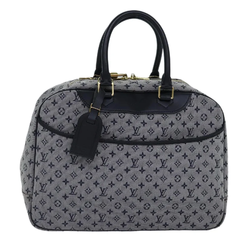 Louis Vuitton bags with a magnetic snap closure for easy accessLOUIS VUITTON Monogram Mini Lin Deauville Hand Bag SPO Blue LV Auth 87449A