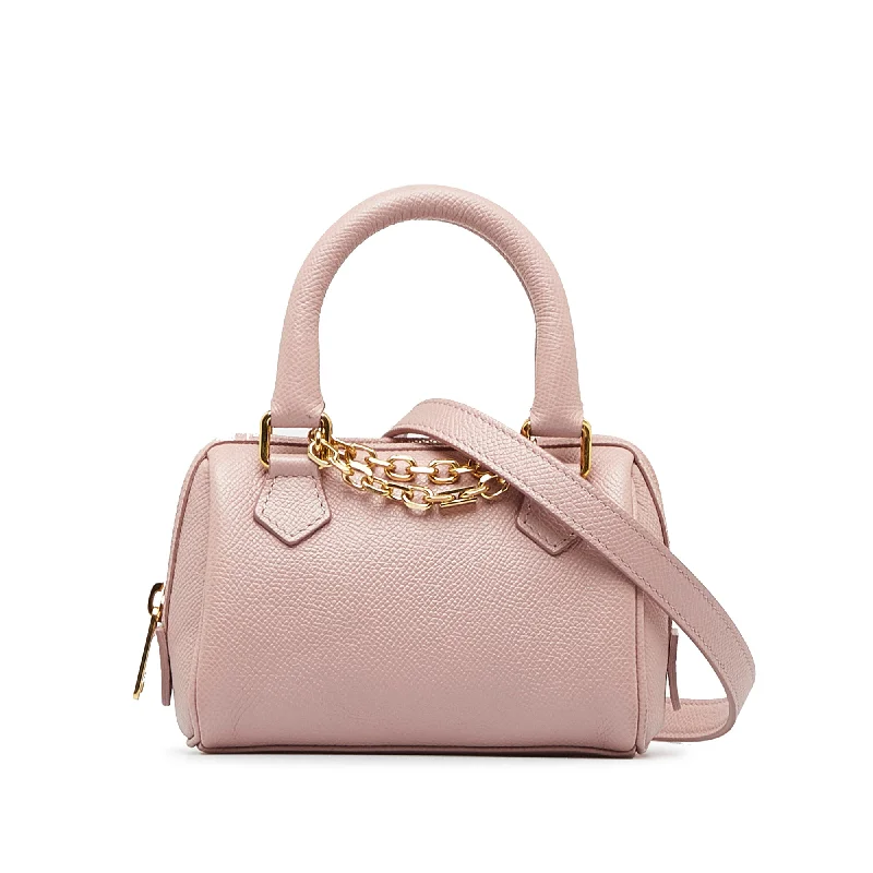 Yves Saint Laurent bags with bold metallic accentsPink Celine Mini Grained Leather Chain Boston Satchel