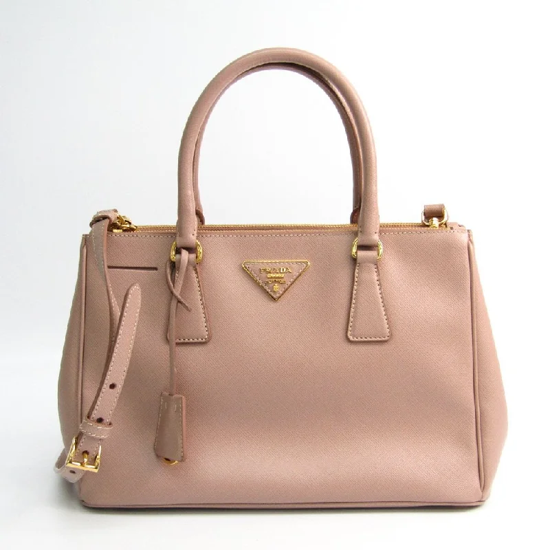 Prada crossbody bags with a keychain holder for practicalityPrada Pink Saffiano Lux Galleria Double Zip Tote (SHA-41188)