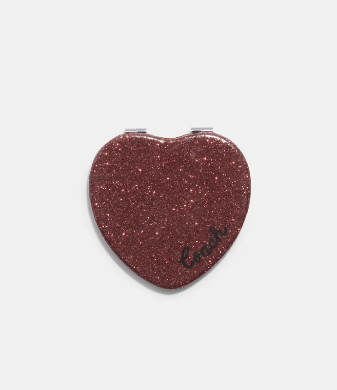 Designer bags with top handlesCoach Glitter Heart Compact In Wine Multi