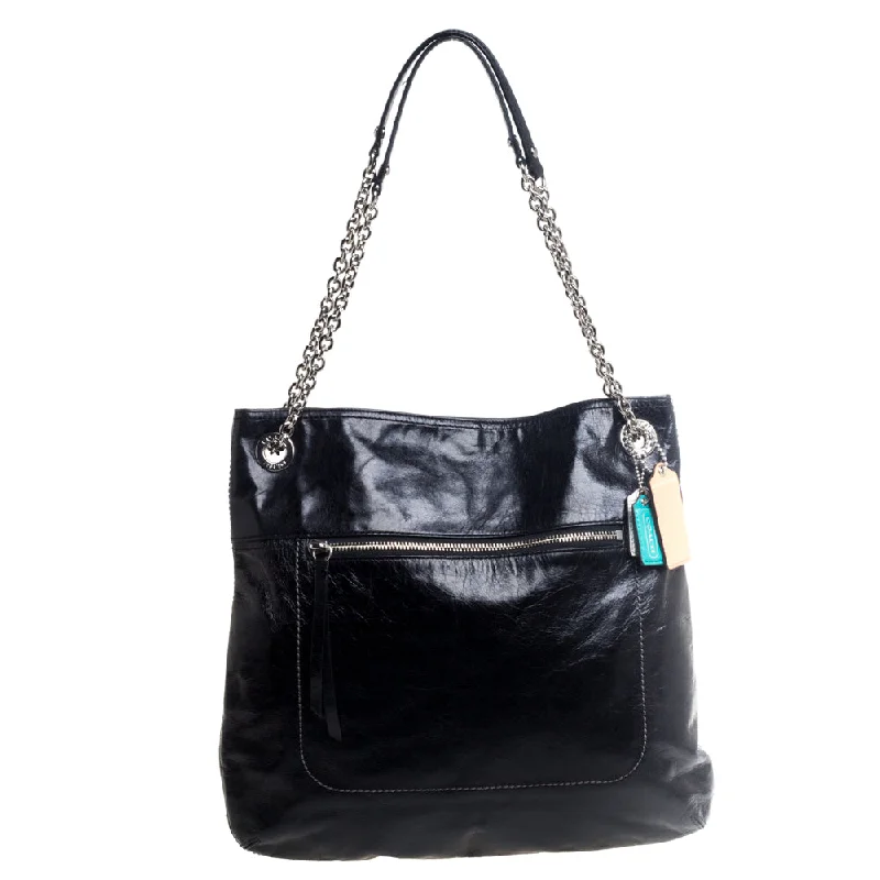 Luxury brand bags on saleBlack Crackled Leather Chain Tote