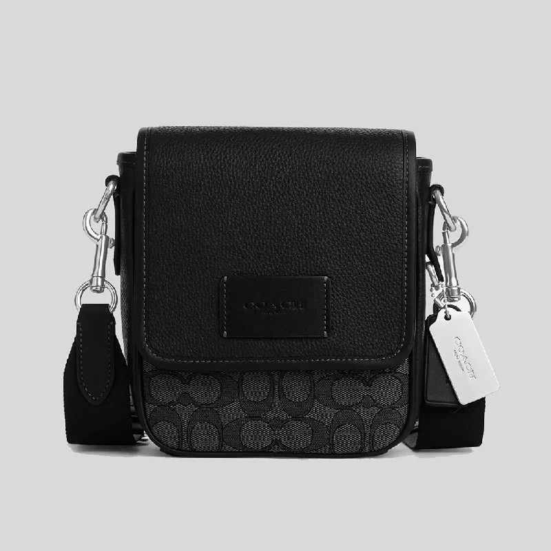 Eco-friendly tote bags for shoppingCOACH Lucas Crossbody In Signature Jacquard Charcoal/Black CO915