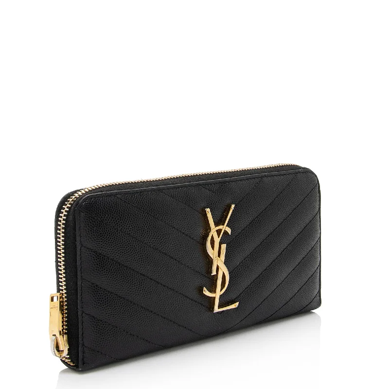 Yves Saint Laurent mini bags with chain strapsSaint Laurent Matelasse Grain de Poudre Monogram Zip Around Wallet YBU9hg