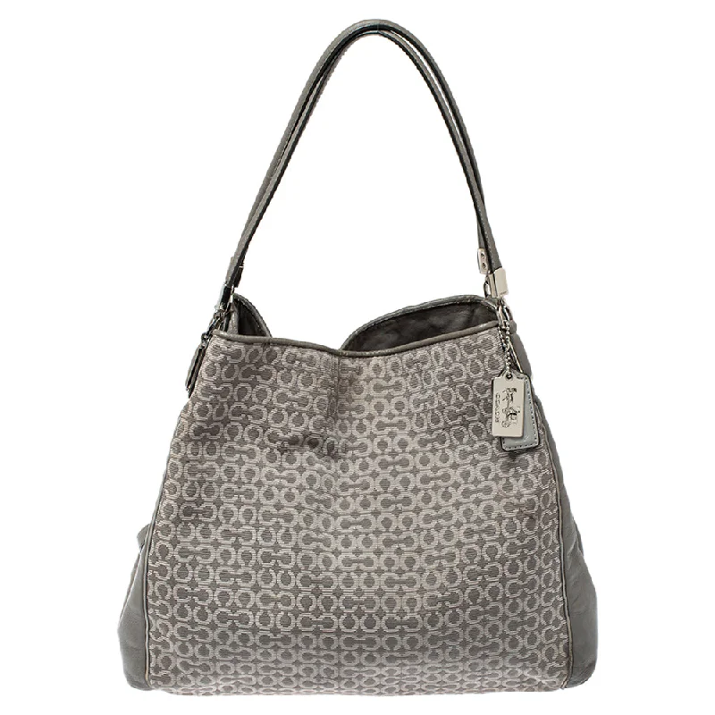 Affordable leather bagsGrey Signature Canvas and Leather Edie 31 Shoulder Bag