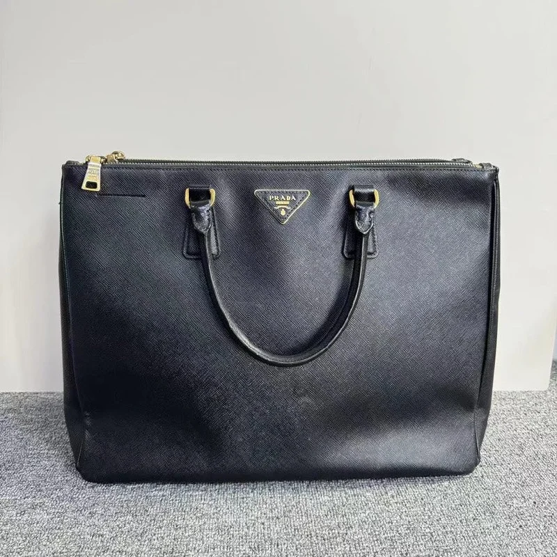 Prada bags with a zip - top closure and multiple interior pockets for organizationPrada Black Saffiano Leather Tote Bag Medium