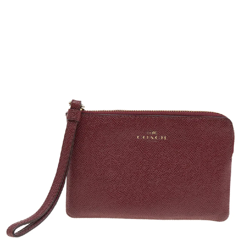 Best-selling designer bags 2025Burgundy Leather Card Case Wristlet