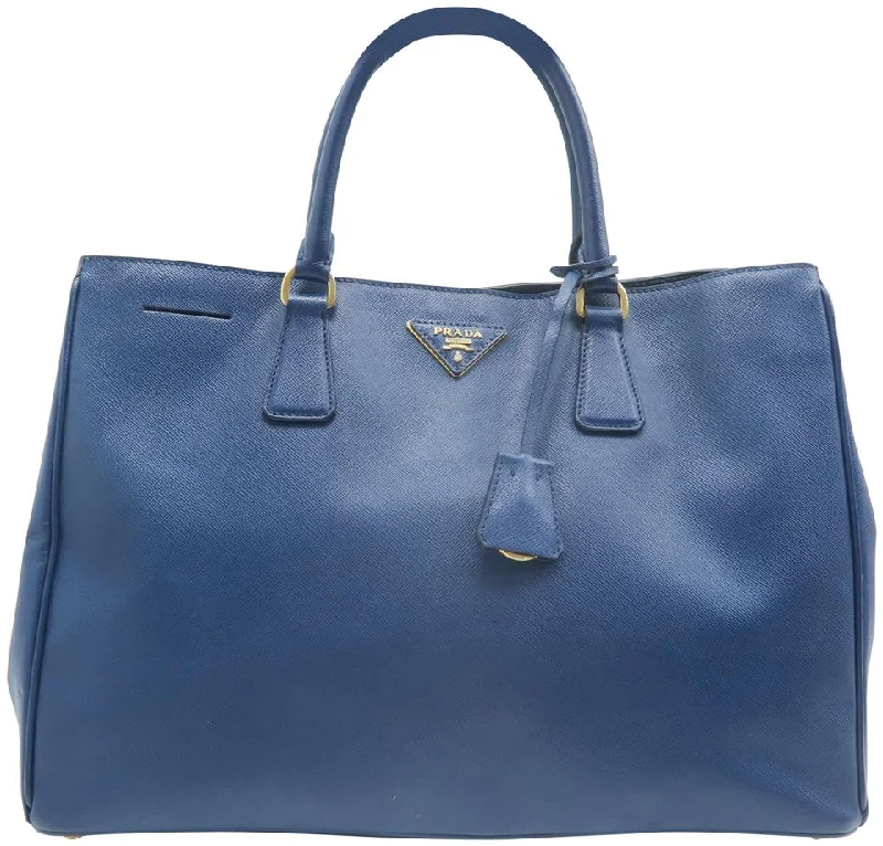 Prada Cahier bags with a detachable shoulder strap for versatile carryingPrada Lux Large Saffiano Blue Calfskin Leather Tote