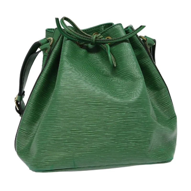 Louis Vuitton handbags with a back - zip pocket for storing valuablesLOUIS VUITTON Epi Petit Noe Shoulder Bag Green M44102 LV Auth 76774