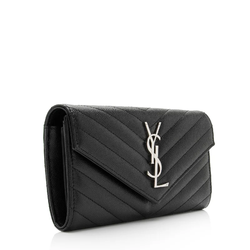 Yves Saint Laurent bags with bold metallic accentsSaint Laurent Matelasse Grain de Poudre Monogram Wallet RqA2Ig