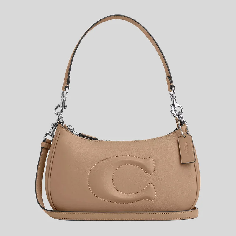 Vegan leather handbagsCOACH Teri Shoulder Bag Taupe CR099