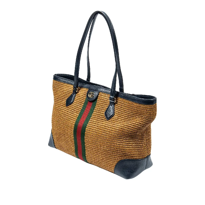 Gucci tote bags for women with a spacious interiorGucci tote bags for women with a spacious interiorGold Gucci Medium Raffia Ophidia Tote Bag