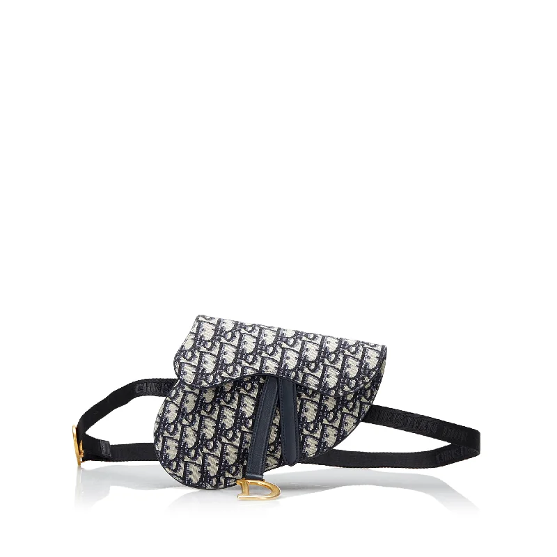 Blue Dior Oblique Saddle Belt Bag