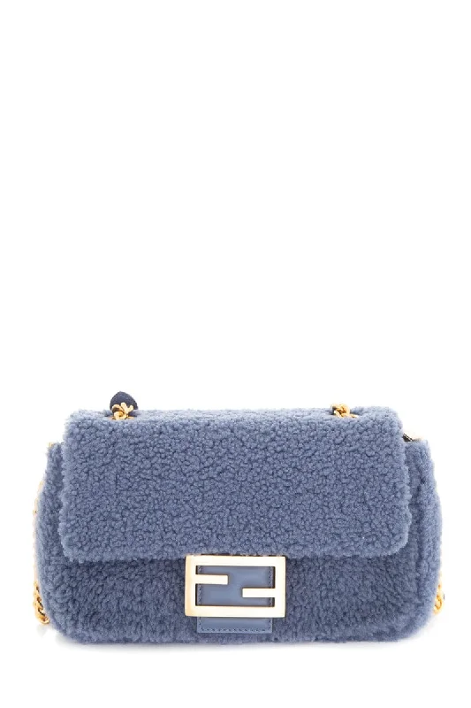 Goyard bags with a back - zip pocket for storing valuables securelyFendi Blue Shearling Midi Cross-Body