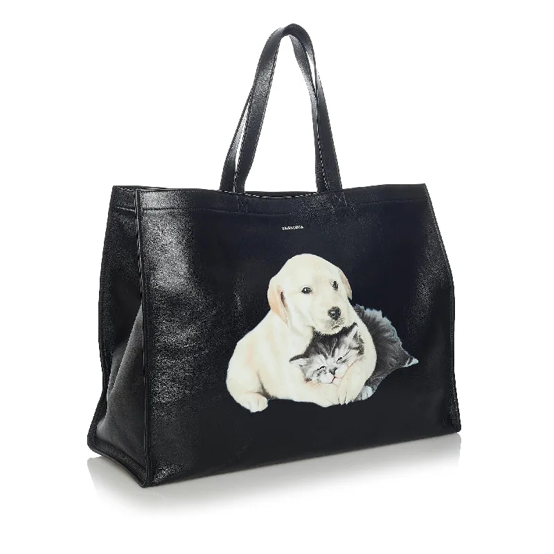 Balenciaga Medium Puppy and Kitten Leather Tote Bag (SHG-35044)