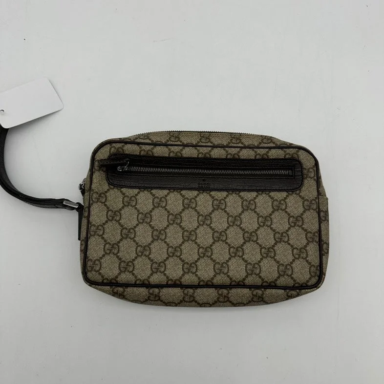 Women Gucci Sylvie bags featuring the signature web stripeWomen Gucci Sylvie bags featuring the signature web stripeGucci Beige Canvas Leather Clutches Wristlets Medium