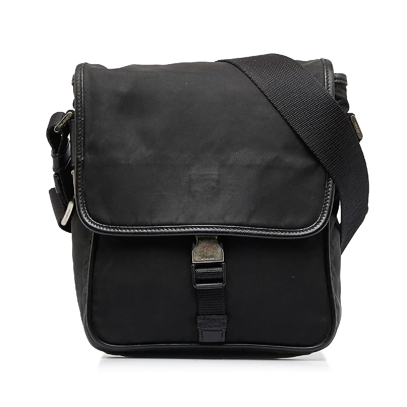 Black Prada Tessuto Buckle Messenger Bag