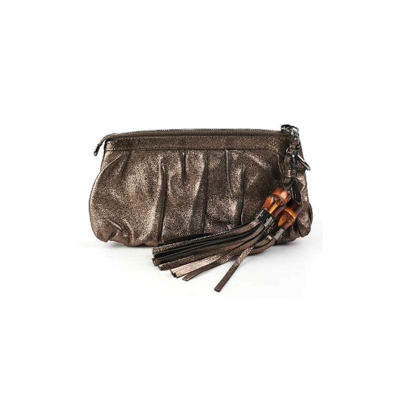 Women Gucci bags with a detachable mobile phone holderWomen Gucci bags with a detachable mobile phone holderGucci Metallic Bronze Tassel Pouch