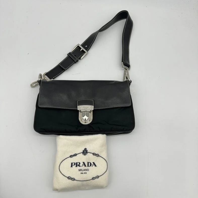 Ladies Prada Re - Edizione 2005 bags with a star - shaped charm for a playful touchPrada Milano Black Leather Shoulder Bag Medium