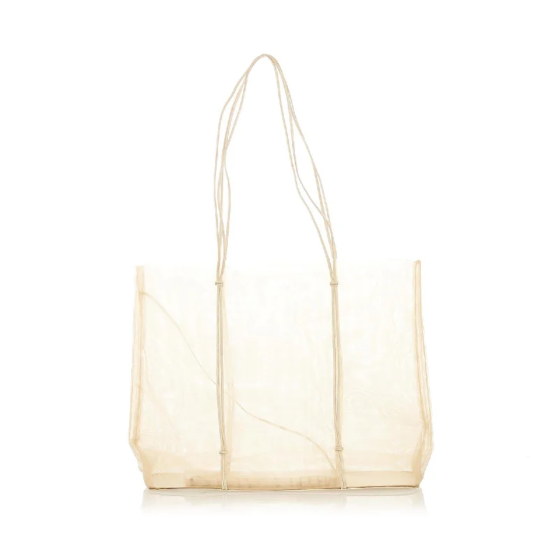 Prada handbags with a patent - leather finish for a shiny and sophisticated appearancePrada Mesh Tote Bag (SHG-19354)