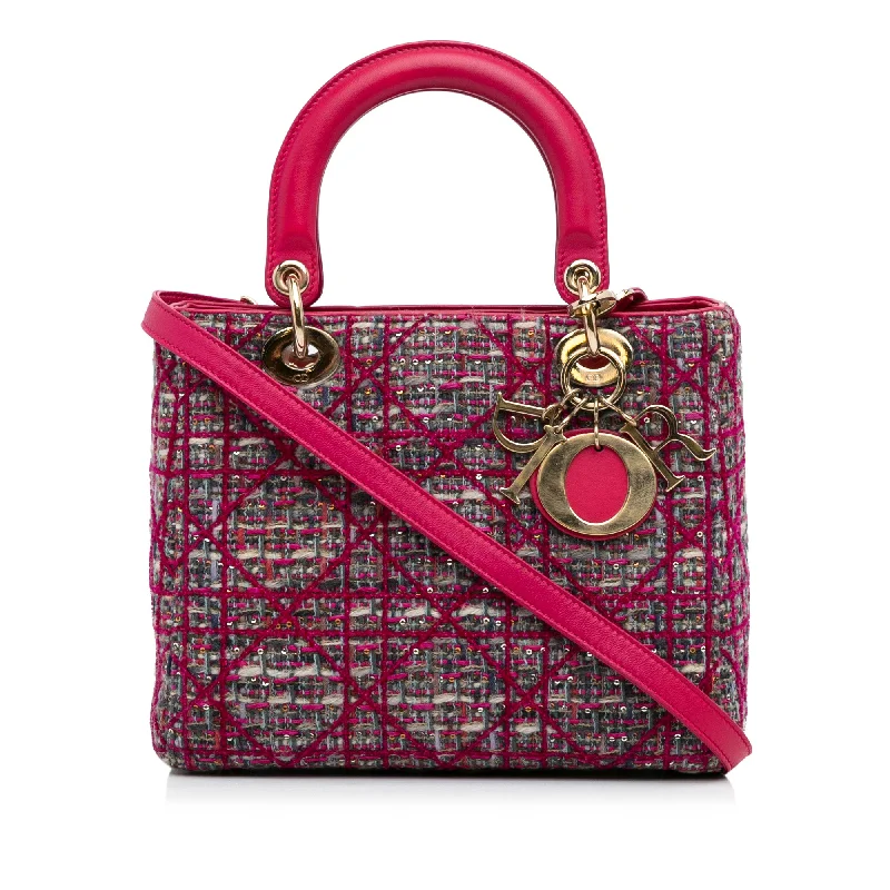 Yves Saint Laurent small bags for evening wearPink Dior Medium Tweed Cannage Lady Dior Satchel