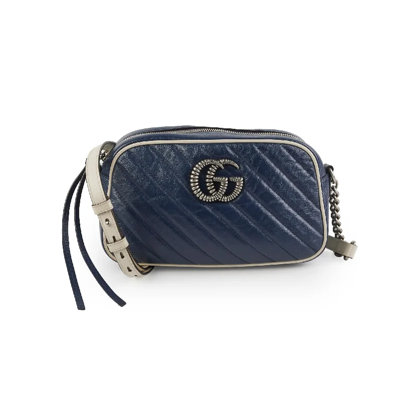 Gucci handbags for women with a metal - framed claspGucci handbags for women with a metal - framed claspGucci GG Marmont Calfskin Camera Bag Navy