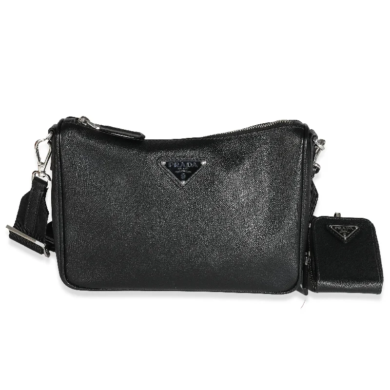 Ladies Prada Galleria bags with a detachable shoulder strapPRADA Black Saffiano Small Utility Strap Crossbody