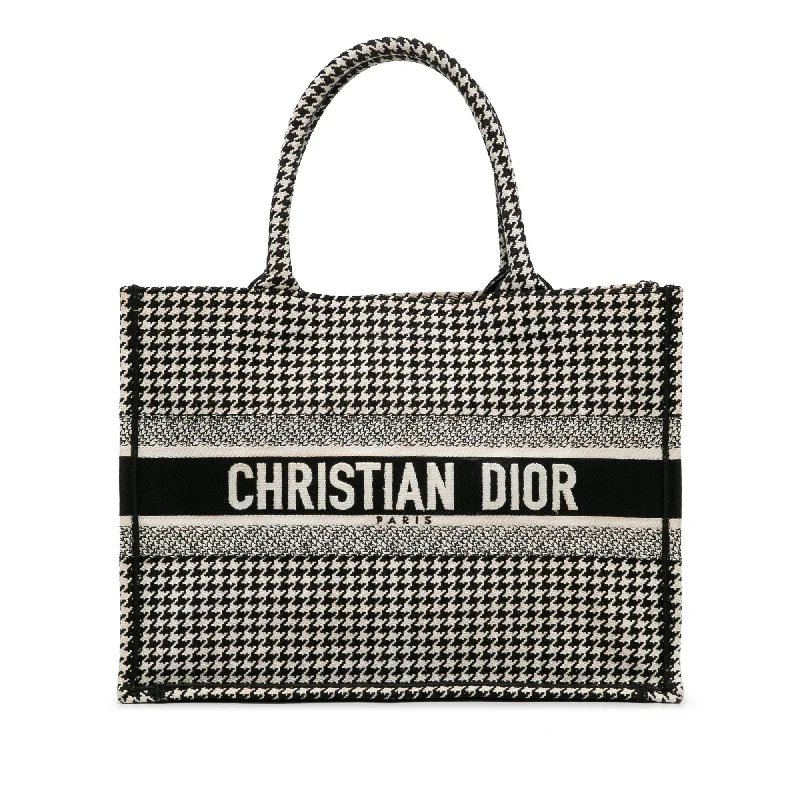 Yves Saint Laurent bags with bold metallic accentsBlack Dior Medium Houndstooth Embroidered Book Tote